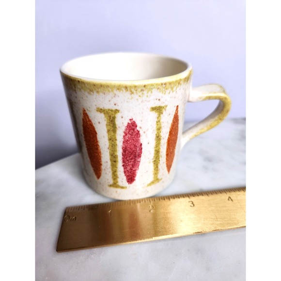 Red Wing Pottery PEPE Set 2 MCM Coffee Mugs Hand Painted Mid Century Modern Geo - Picture 8 of 8